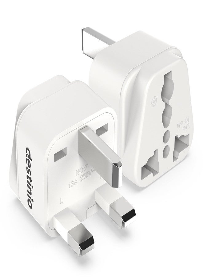 Destinio Type G Plug Adapter, India to UK, UAE, Dubai, Hong Kong, Singapore Travel Converter Socket Plug,UK Adapter for Indian Pins - for Phone,Chargers,Laptop -10 Year Limited Warranty (Pack of 2) - Image 1